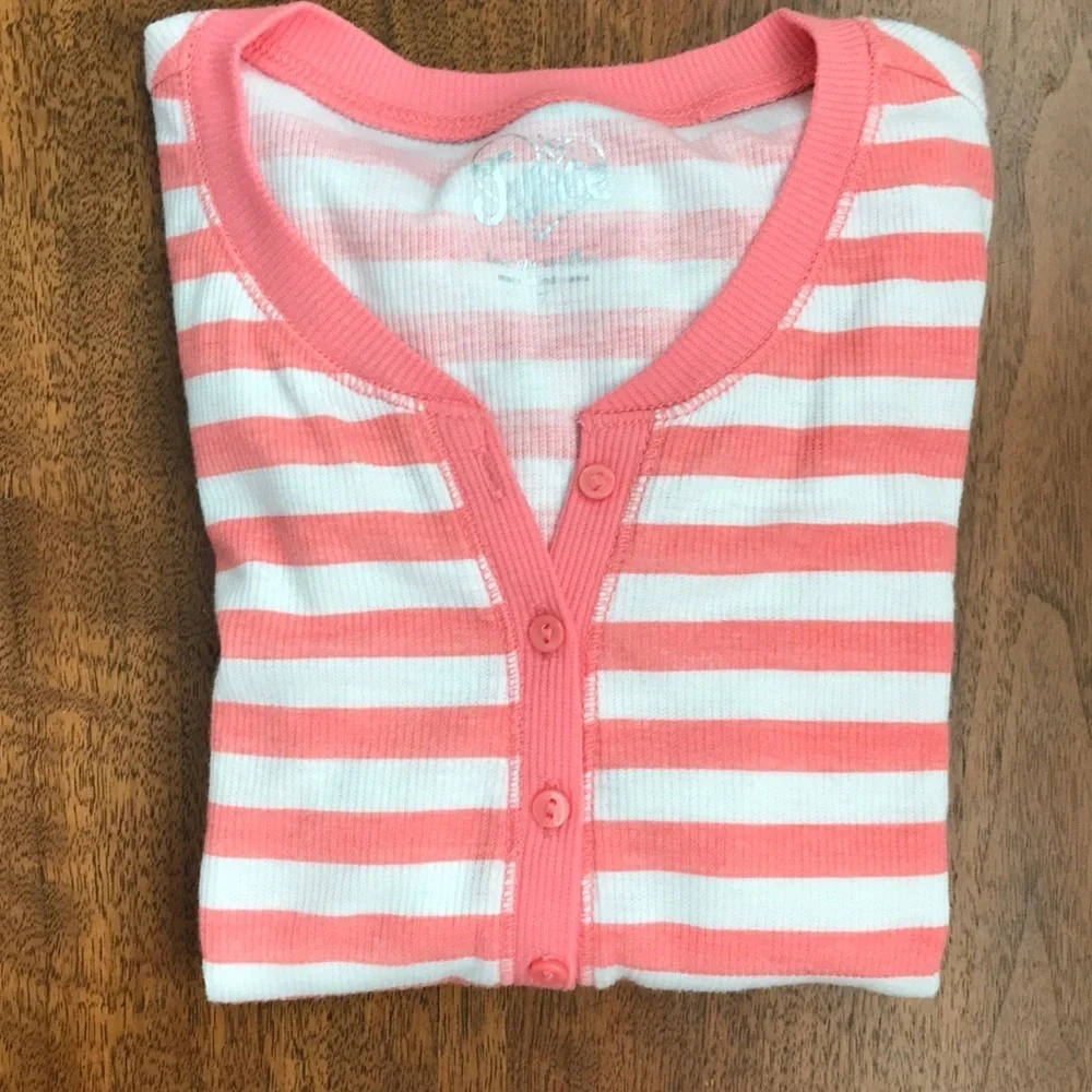Justice Girls Henley Style Long Sleeved Tee
